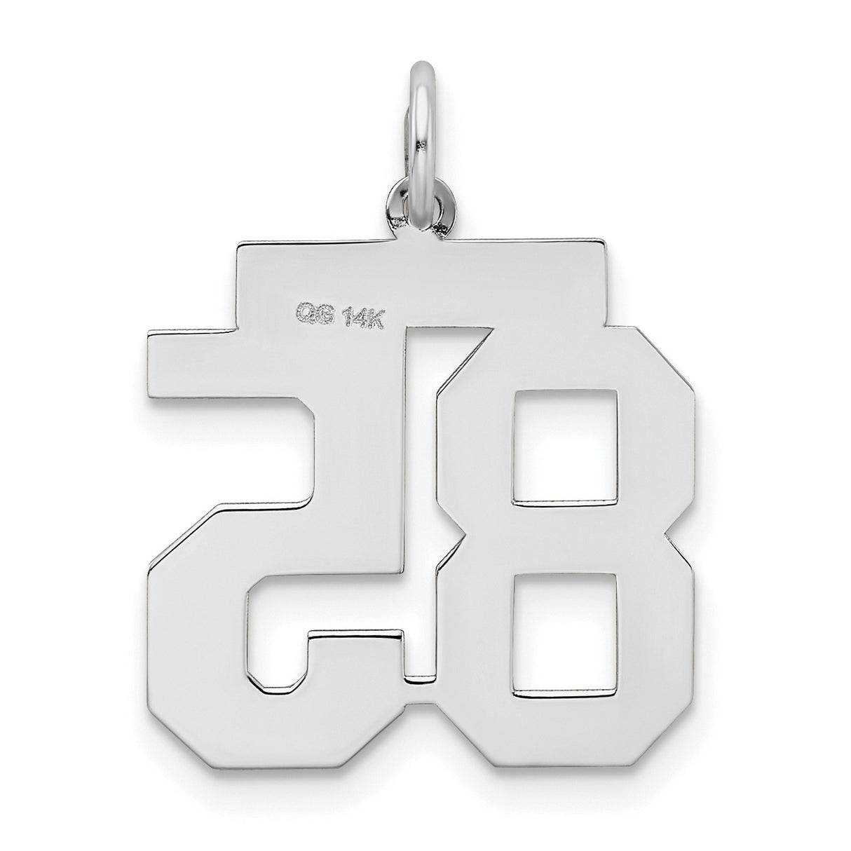 Medium Satin Number 85 Charm Pendant in Real 14k White Gold