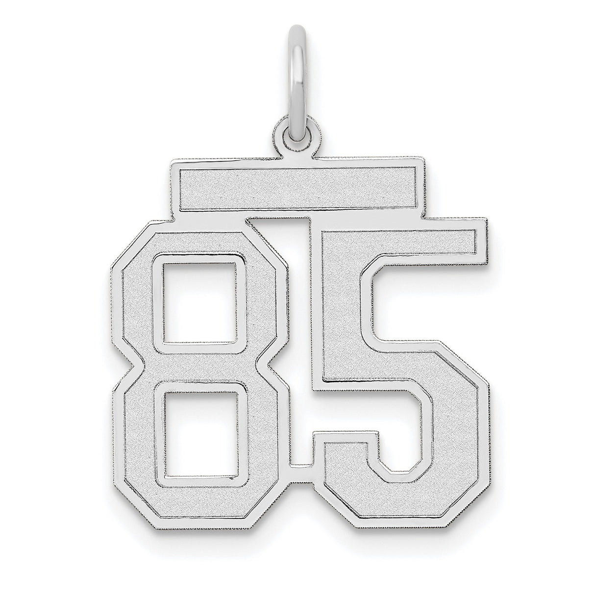 Medium Satin Number 85 Charm Pendant in Real 14k White Gold