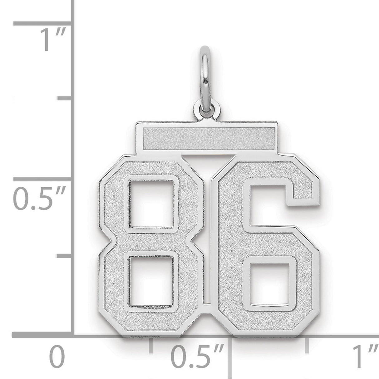 Medium Satin Number 86 Charm Pendant in Real 14k White Gold