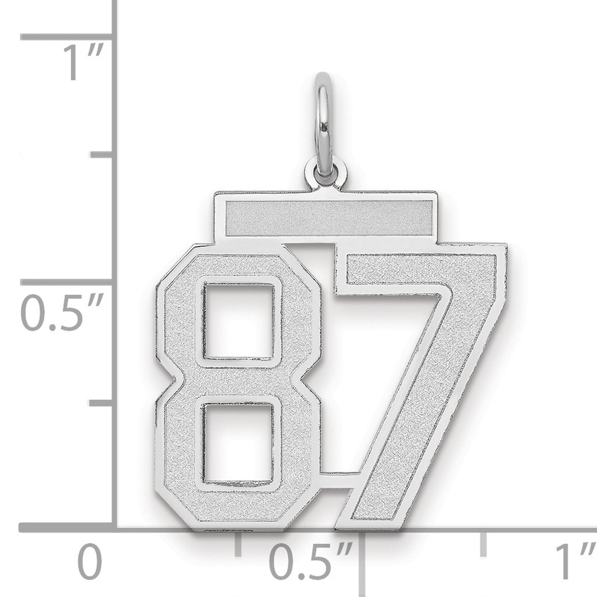 Medium Satin Number 87 Charm Pendant in Real 14k White Gold