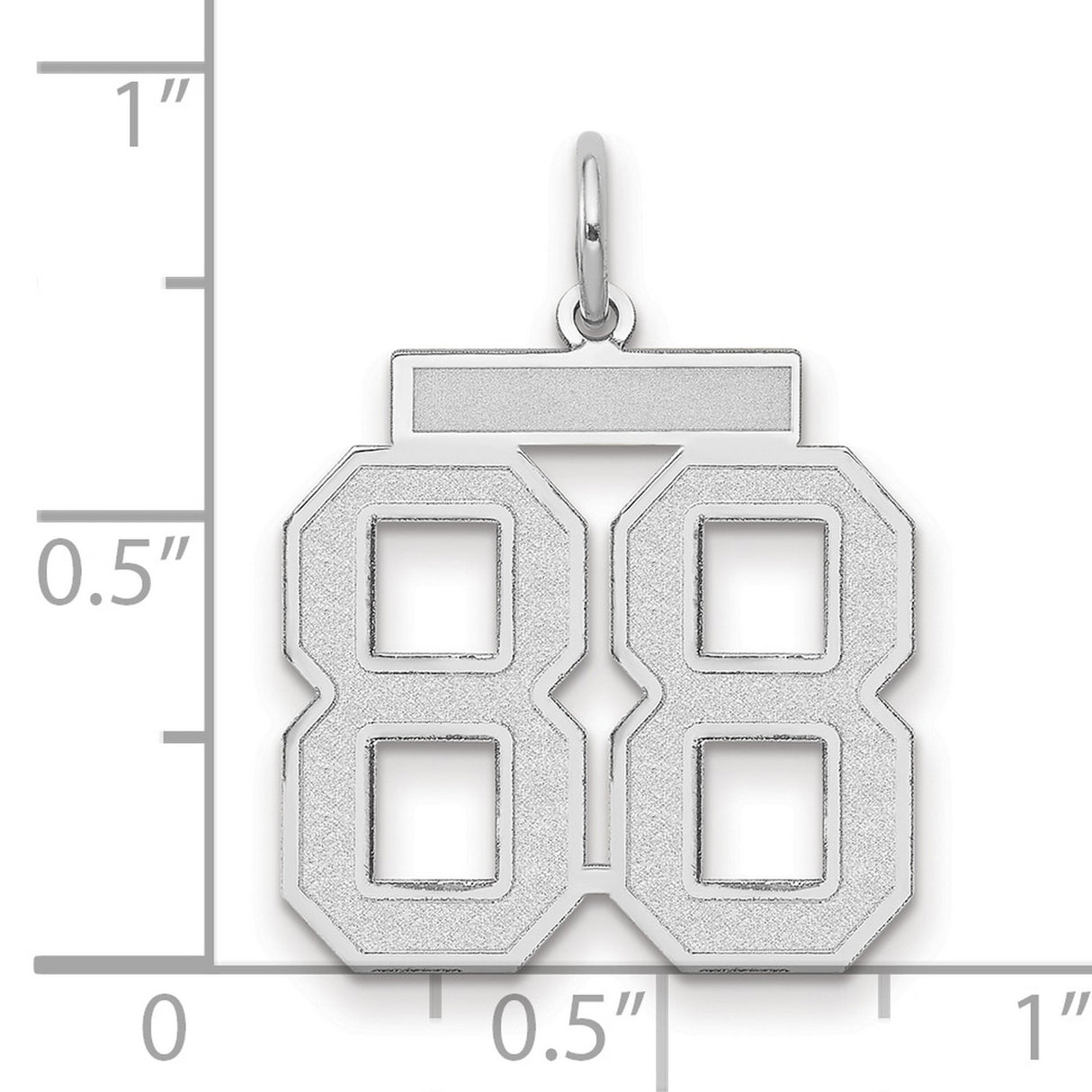 Medium Satin Inlay Number 88 Charm Pendant in Real 14k White Gold