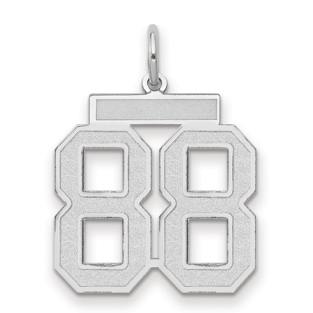 Medium Satin Inlay Number 88 Charm Pendant in Real 14k White Gold