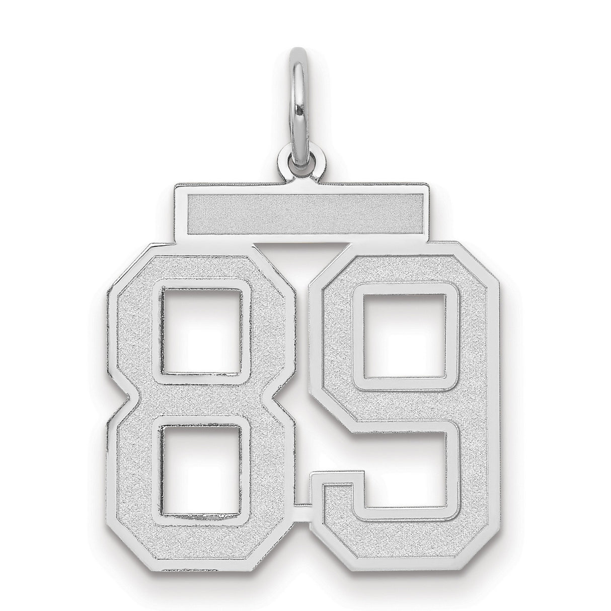 Medium Satin Number 89 Charm Pendant in Real 14k White Gold
