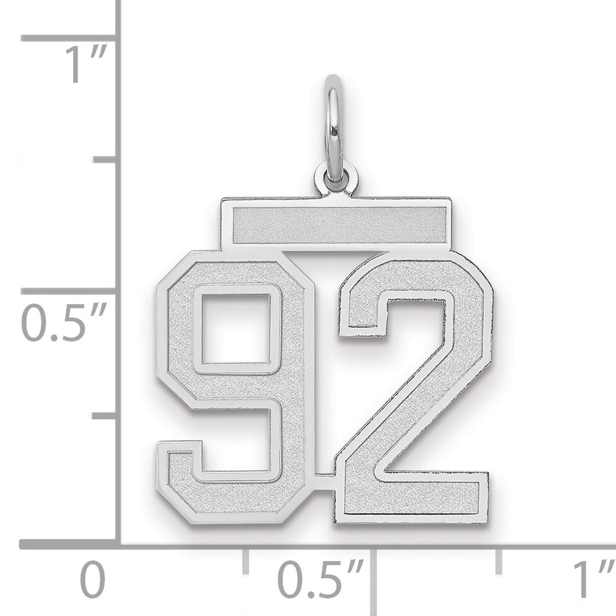 Medium Satin Number 92 Charm Pendant in Real 14k White Gold