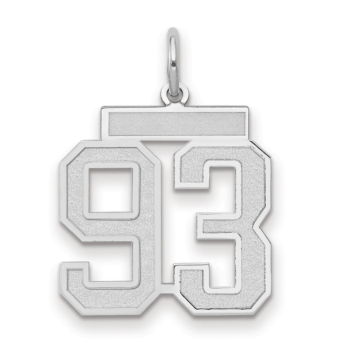 Medium Satin Number 93 Charm Pendant in Real 14k White Gold
