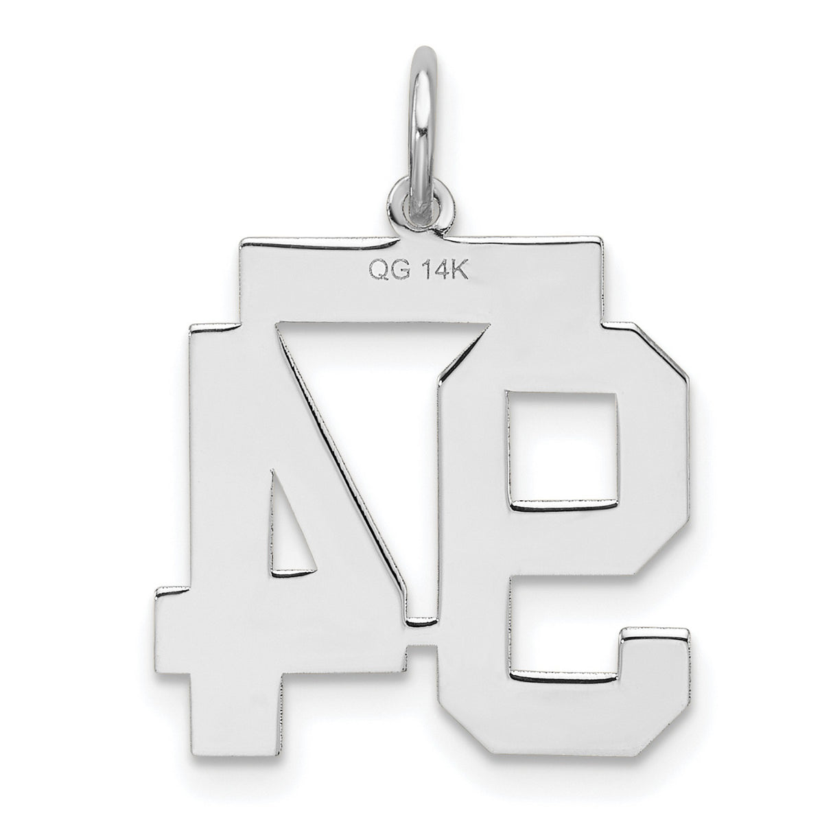 Medium Satin Number 94 Charm Pendant in Real 14k White Gold