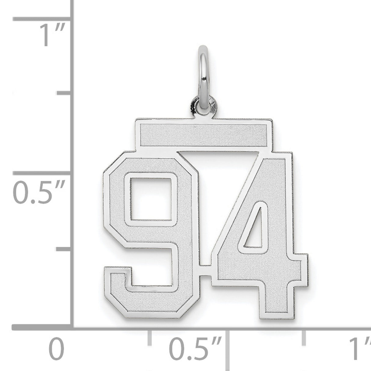 Medium Satin Number 94 Charm Pendant in Real 14k White Gold