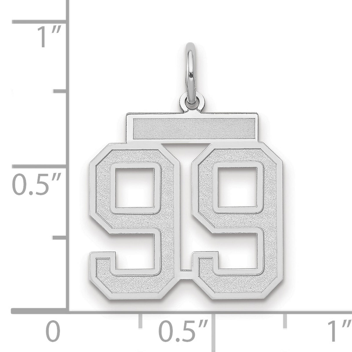 Medium Satin Number 99 Charm Pendant in Real 14k White Gold