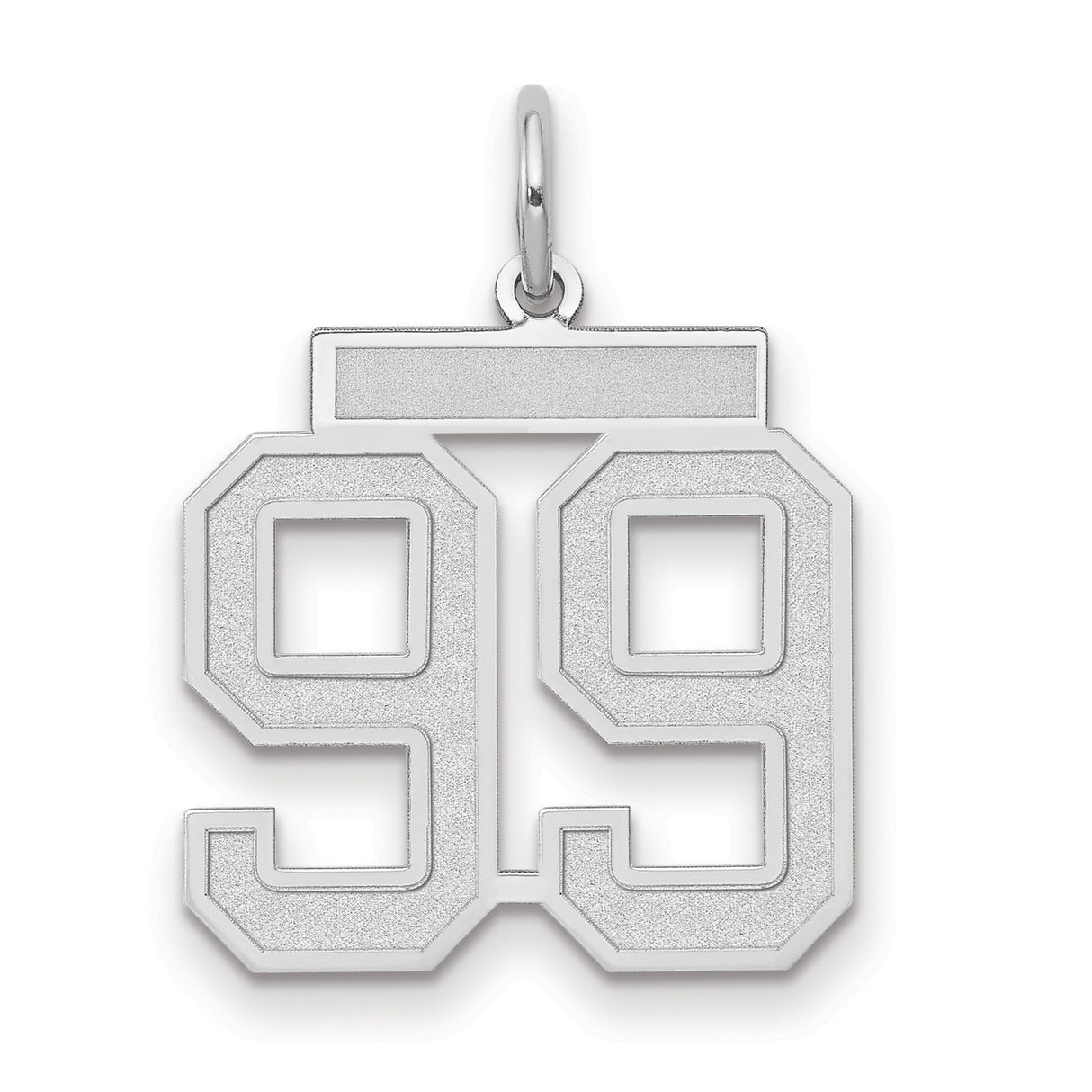Medium Satin Number 99 Charm Pendant in Real 14k White Gold