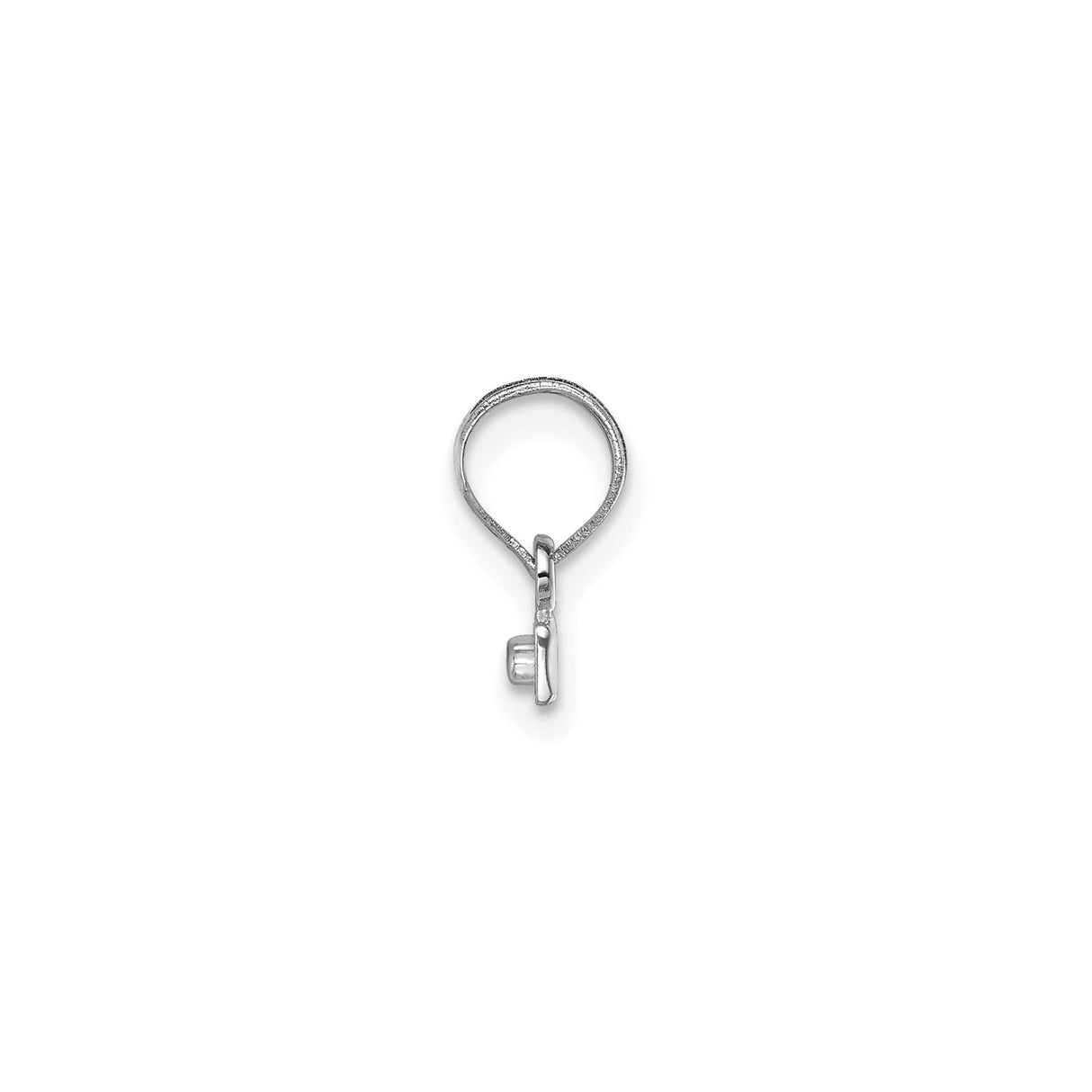 14k White Gold Pendant, Minimalist Bar Charm with Textured Accents, Unisex Modern Design