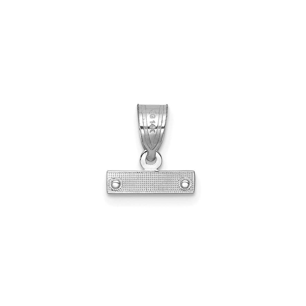 14k White Gold Pendant, Minimalist Bar Charm with Textured Accents, Unisex Modern Design