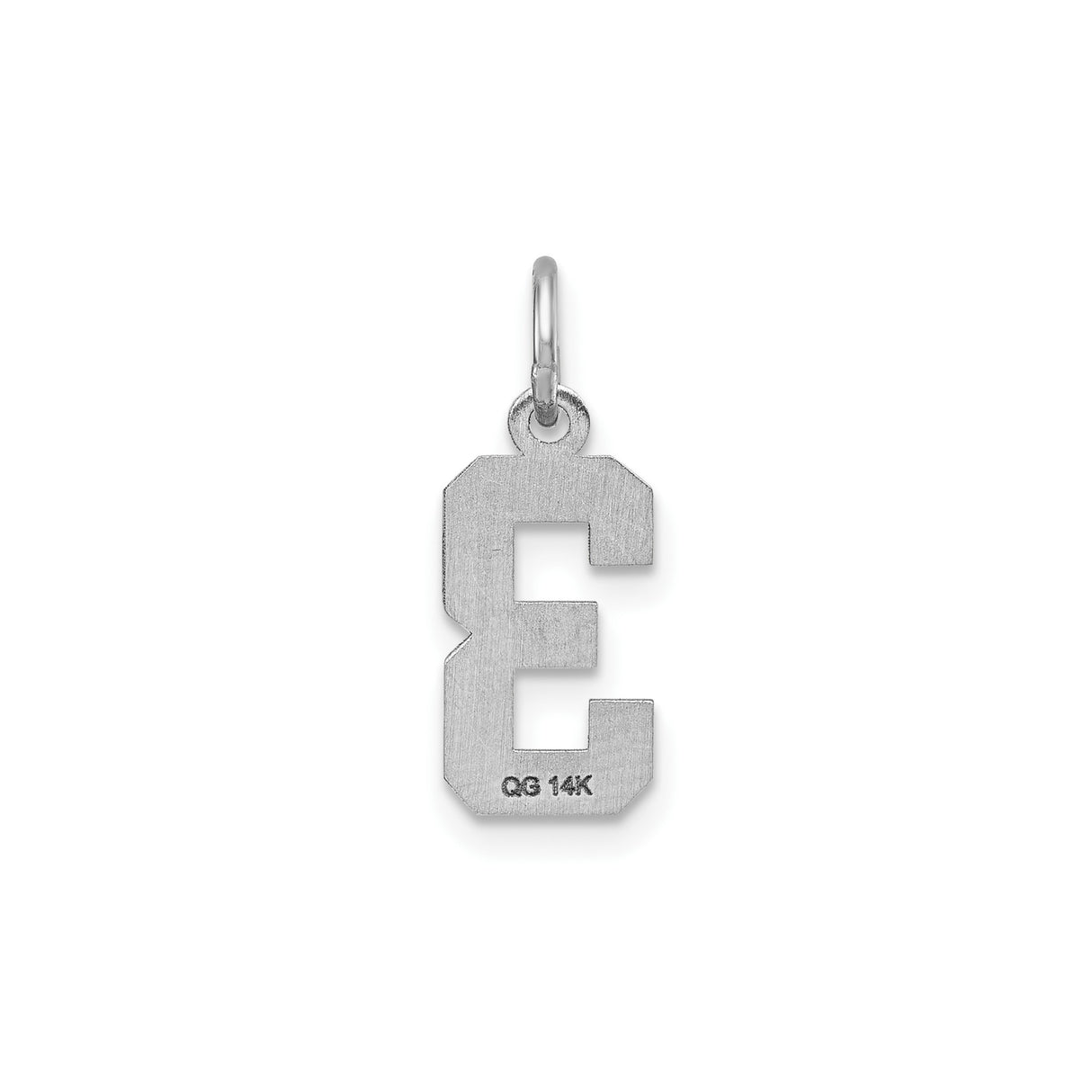 14k White Gold Number 3 Pendant Charm, Polished and Textured Unisex Jewelry