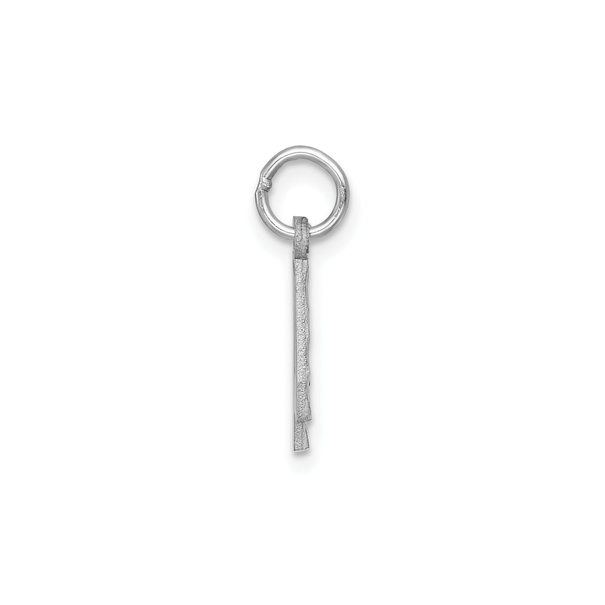 14k White Gold Number Four Pendant, Polished and Textured Satin Finish Charm