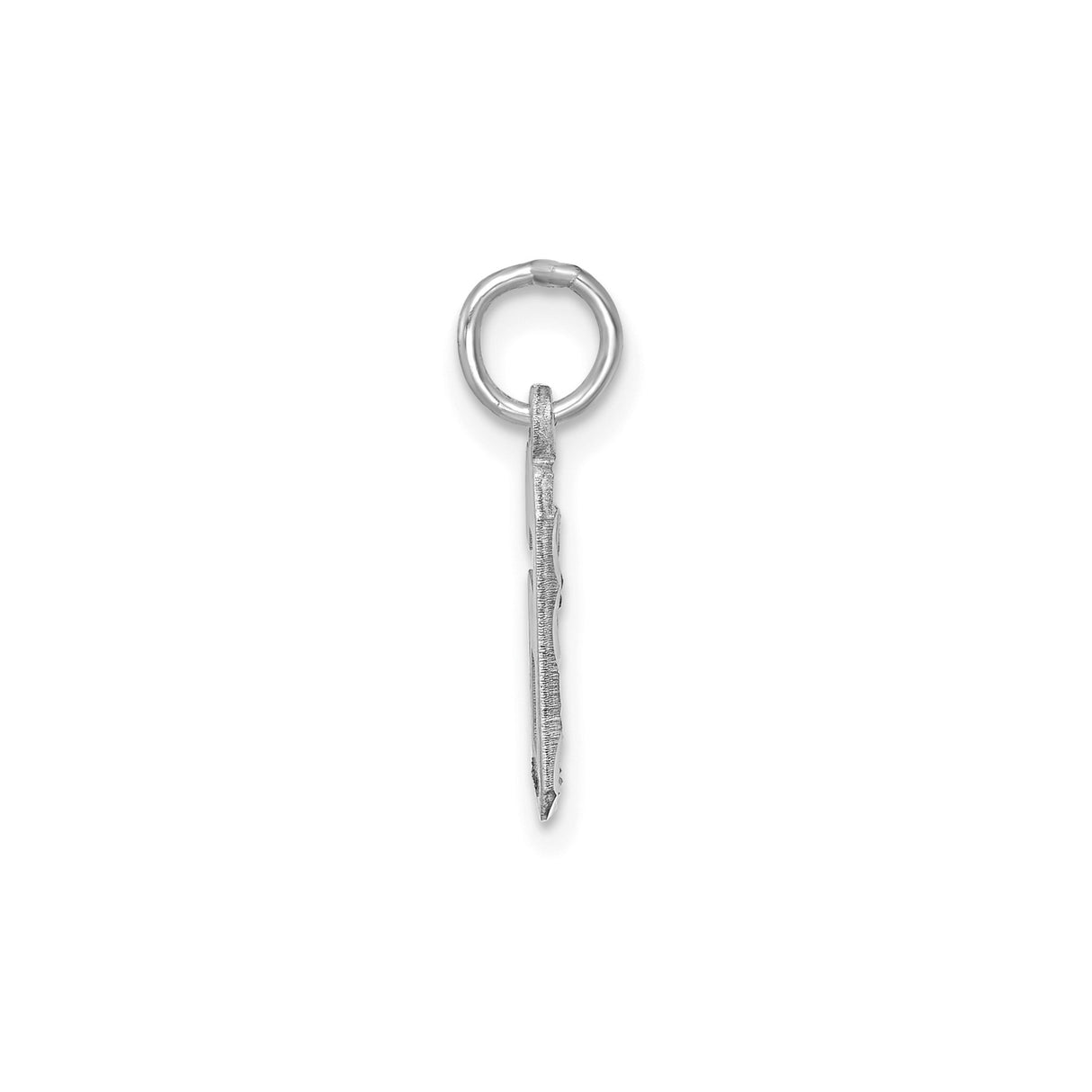 14k White Gold Number 6 Pendant Charm, Textured and Polished Finish, Unisex Numeric Jewelry
