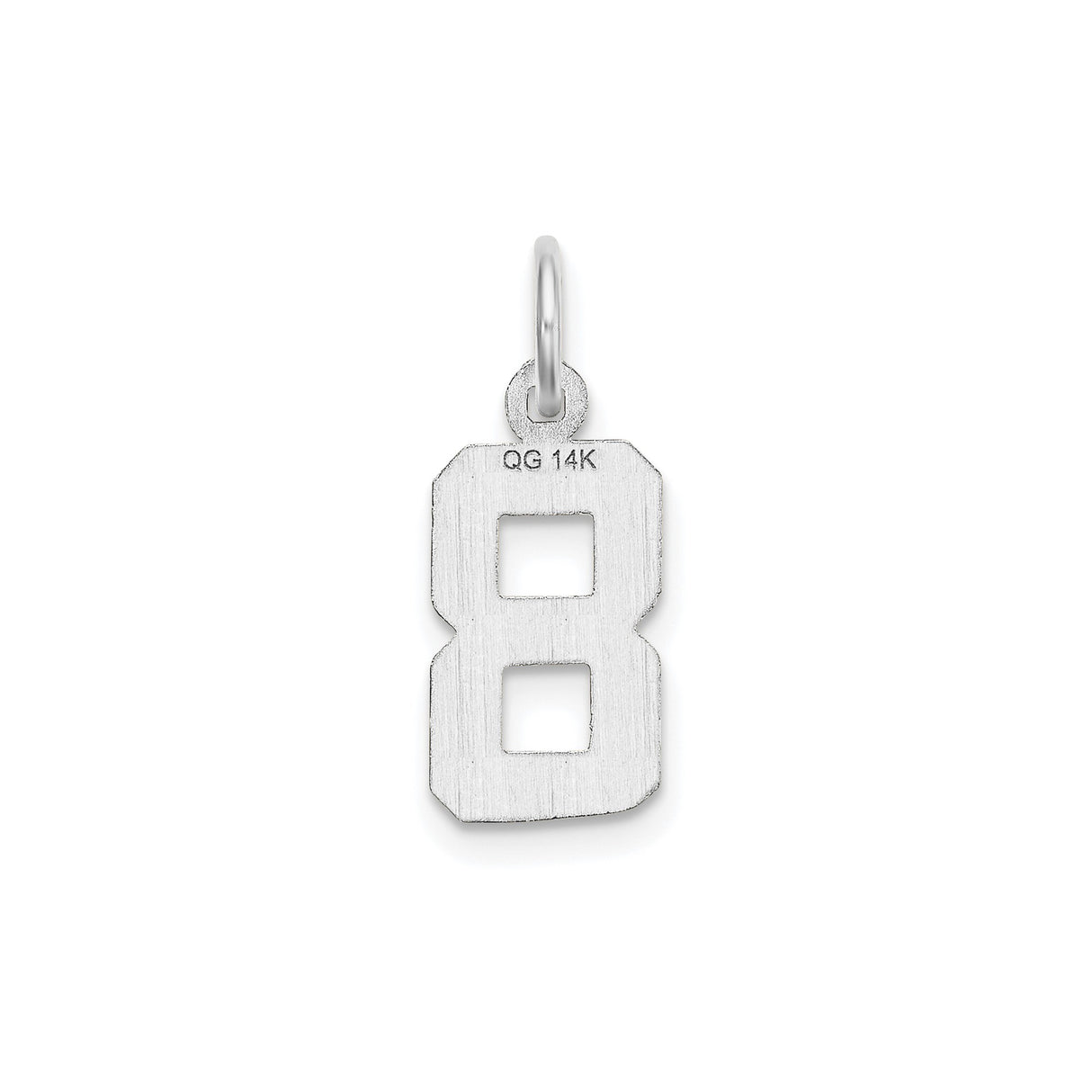 14k White Gold Number Eight Pendant Charm with Diamond-Cut Edges and Satin Finish