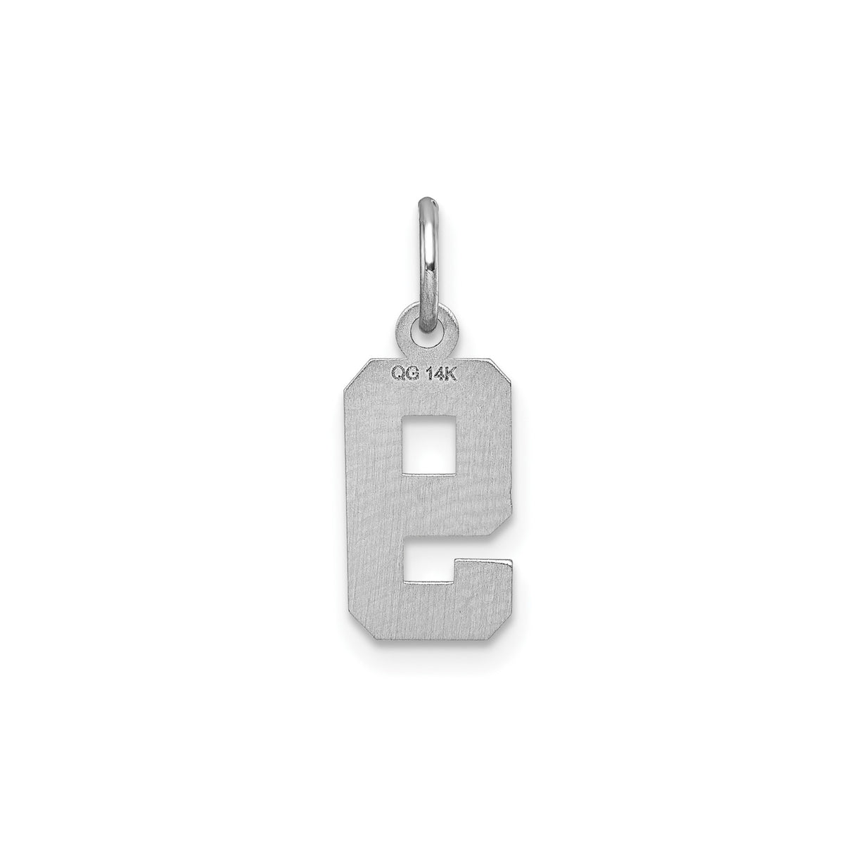 14k White Gold Number 9 Pendant Charm, Block Style Textured Design, Unisex Numeric Jewelry