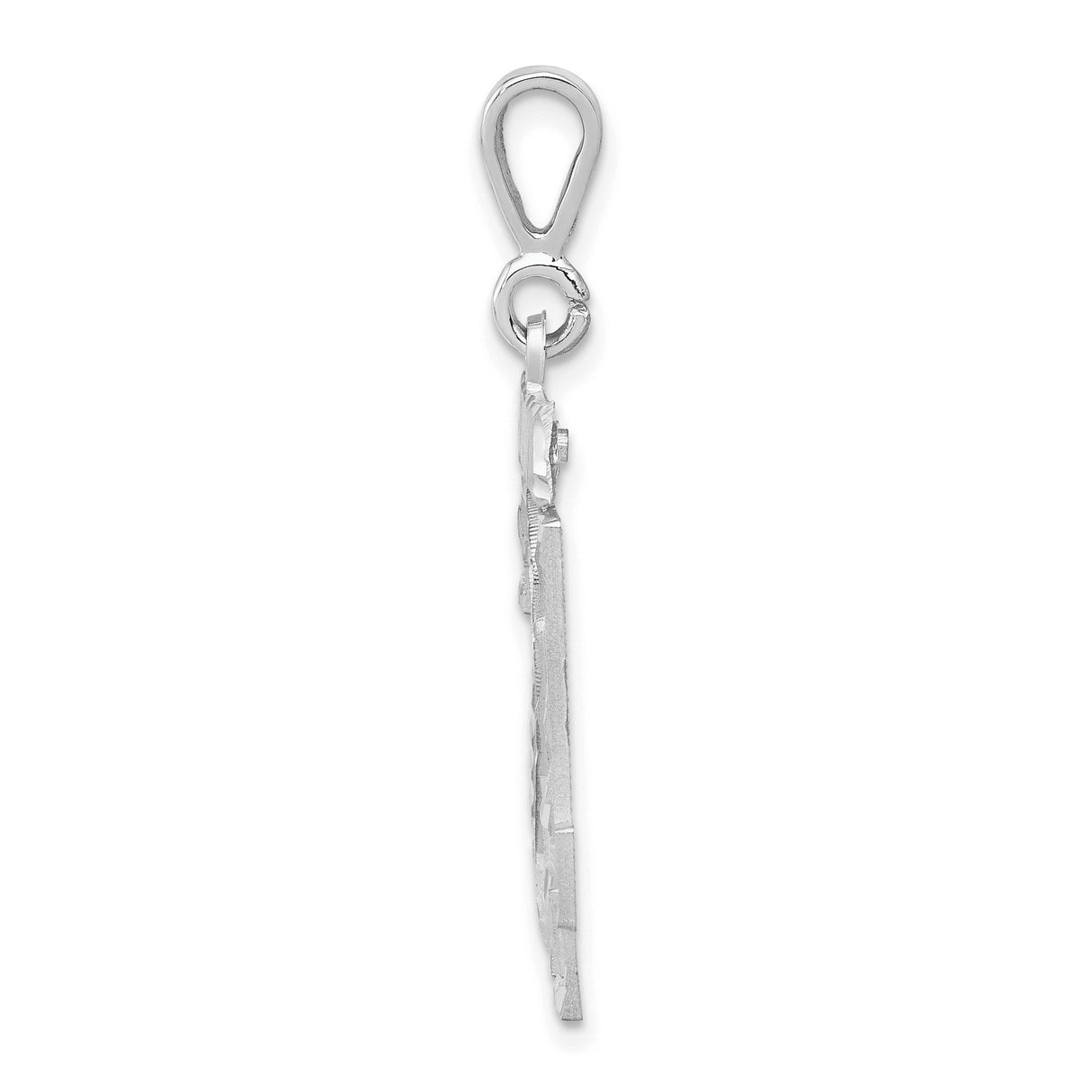 14k White Gold Number 24 Pendant, Polished and Textured Sports Charm for Men or Unisex