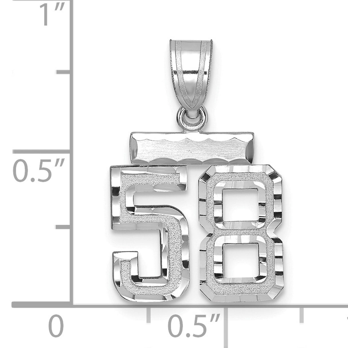 14k White Gold Number 58 Pendant, Sporty Jersey Charm for Men or Unisex Wear