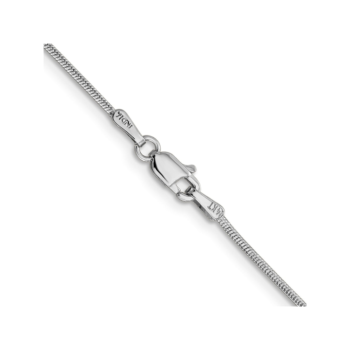 14K White Gold 1.1 mm Polished Chain Necklace, Solid alternate angle