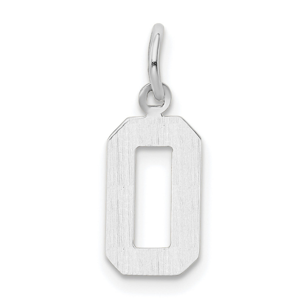14k White Gold Number Zero Pendant, Solid Block Style Charm, Minimalist Numeral Jewelry