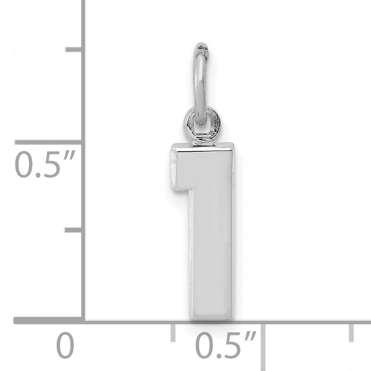 14k White Gold Number One Pendant Charm, Polished Numeric Symbol for Leadership or Achievement