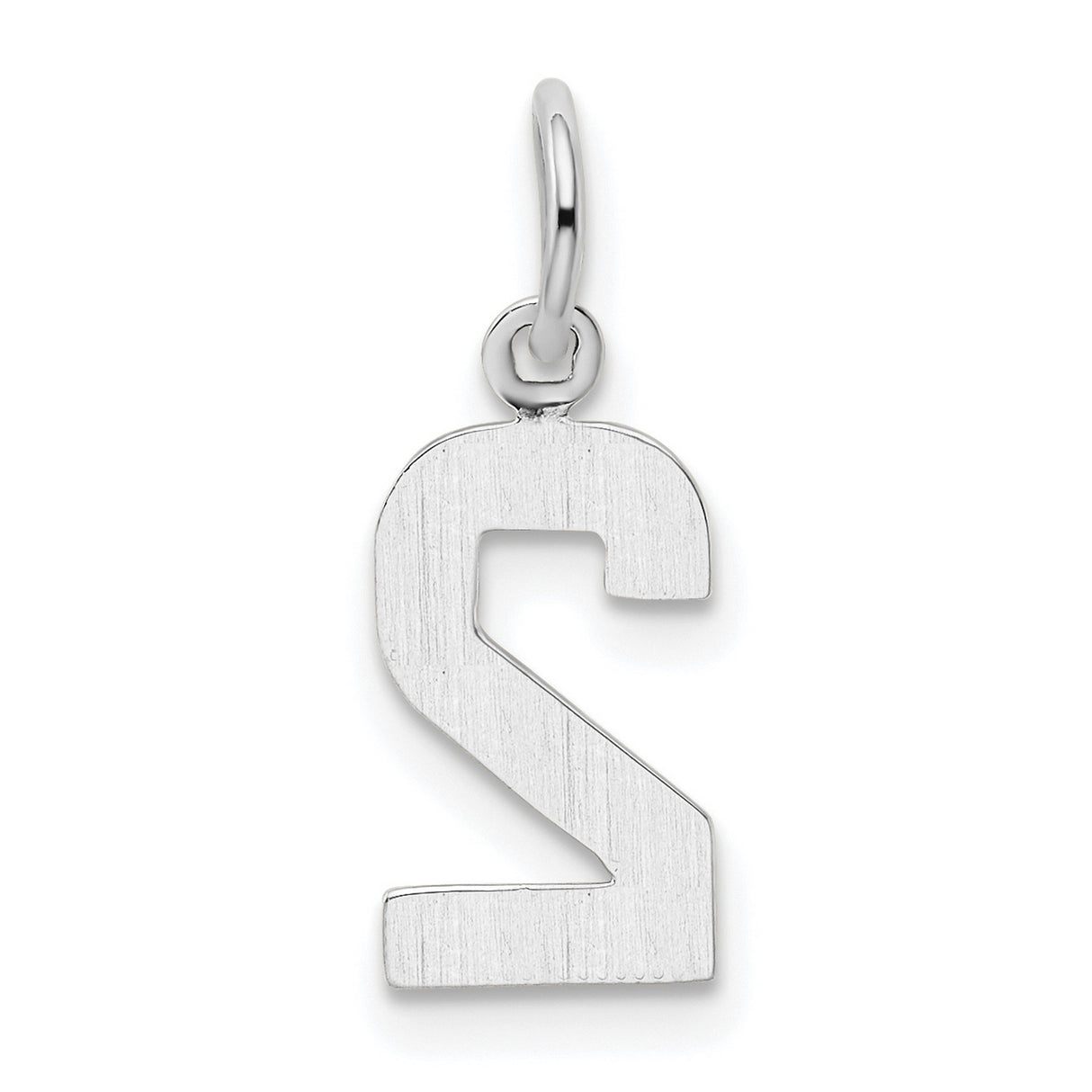 14k White Gold Number 2 Pendant Charm, Polished Numeric Jewelry Accessory