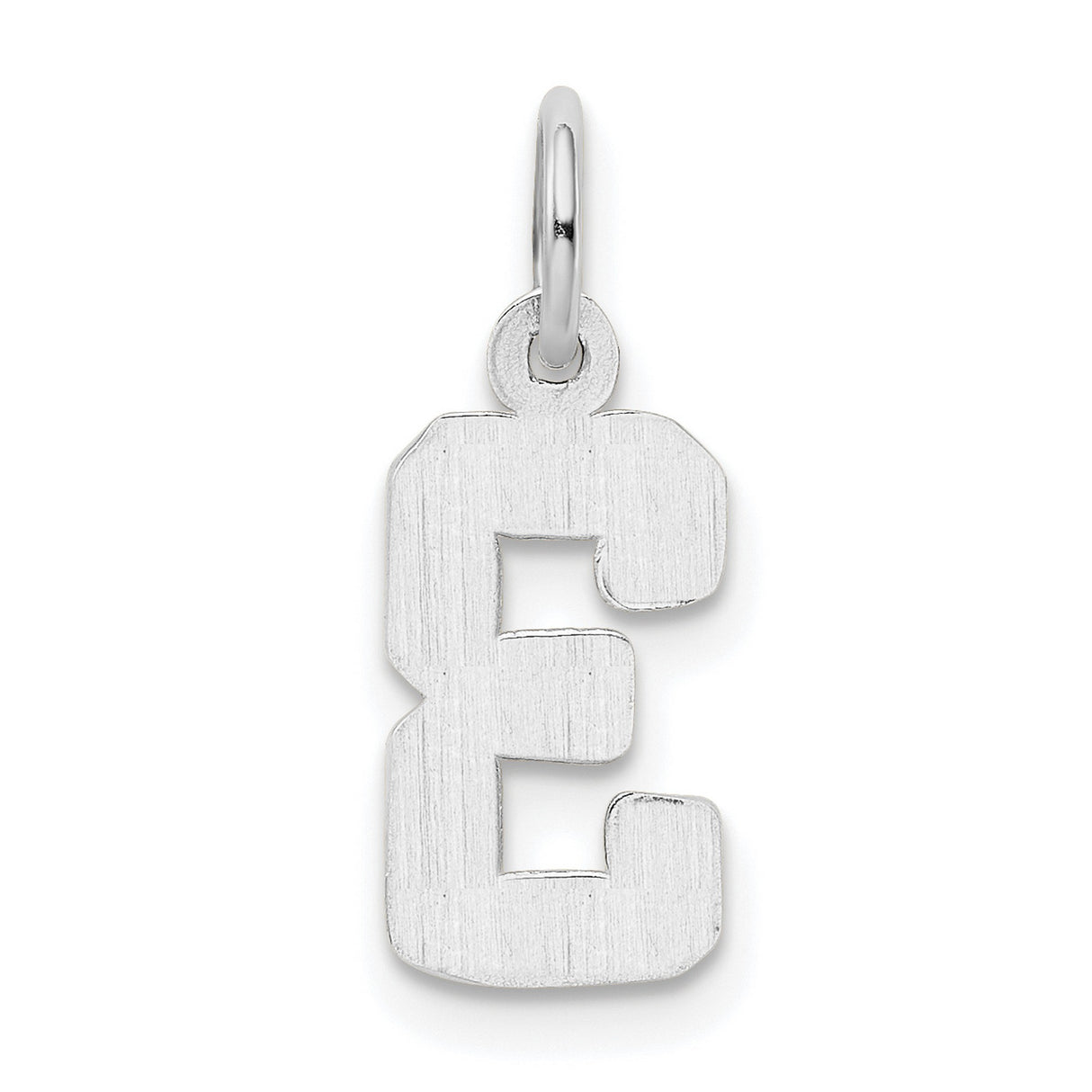 14k White Gold Number 3 Pendant Charm, Bold Block Style Unisex Jewelry
