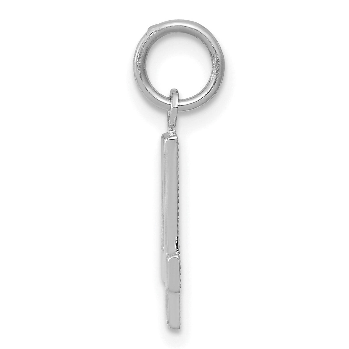 14k White Gold Number 4 Pendant, Polished Finish Numeric Charm for Women or Unisex Wear