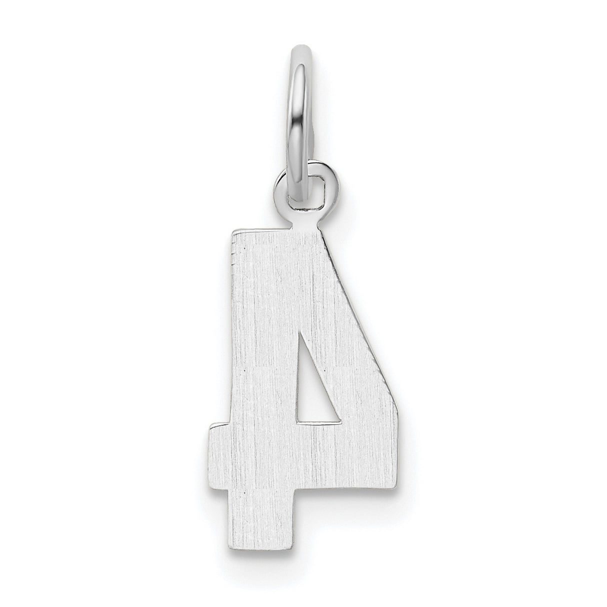 14k White Gold Number 4 Pendant, Polished Finish Numeric Charm for Women or Unisex Wear