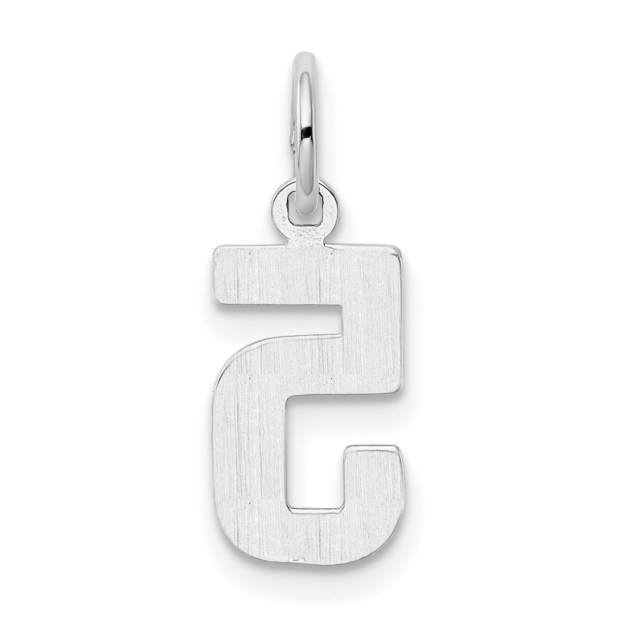 14k White Gold Number 5 Pendant, Polished Numeric Charm for Necklaces or Bracelets