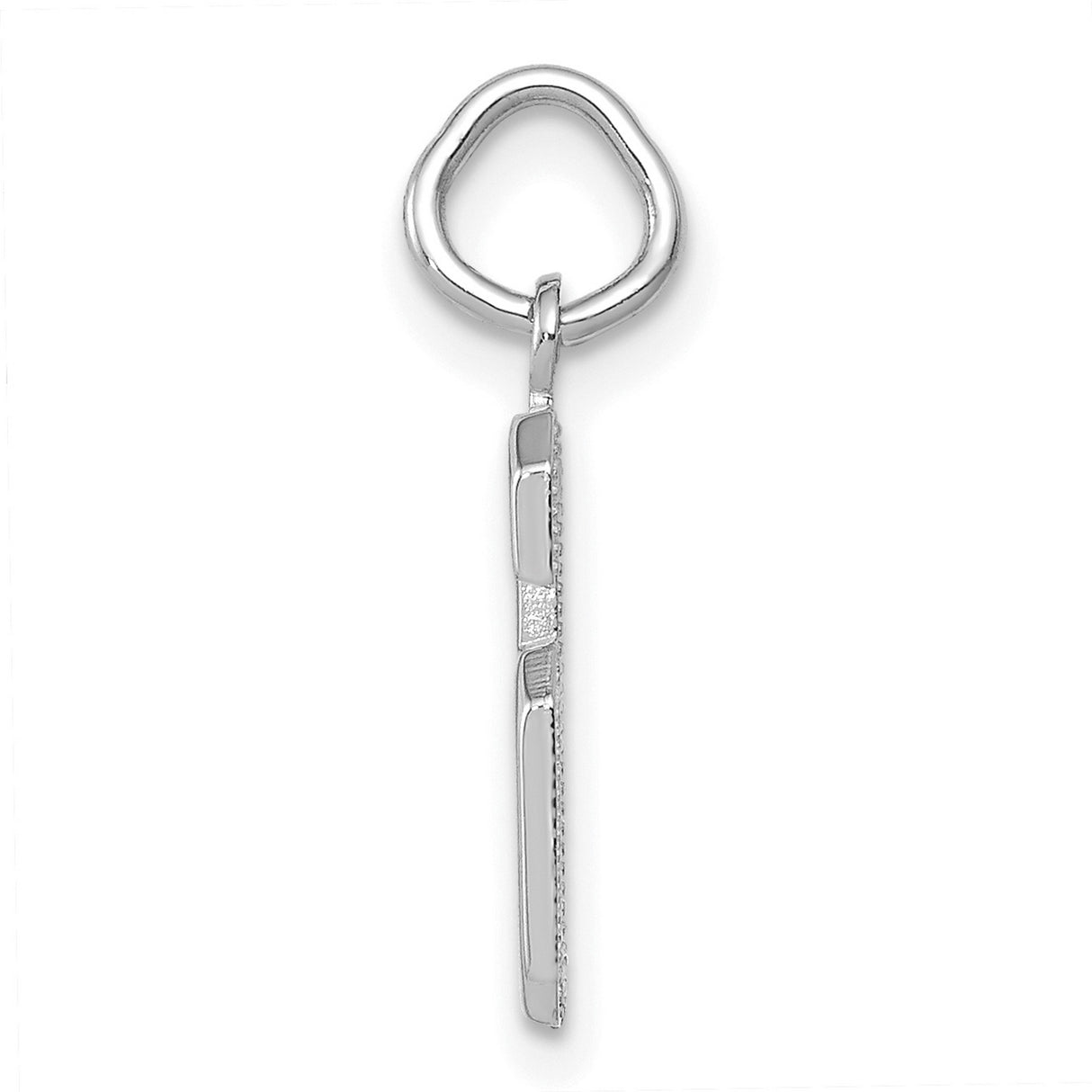 14k White Gold Number 6 Pendant, Bold Block Style Numeric Charm for Men and Women