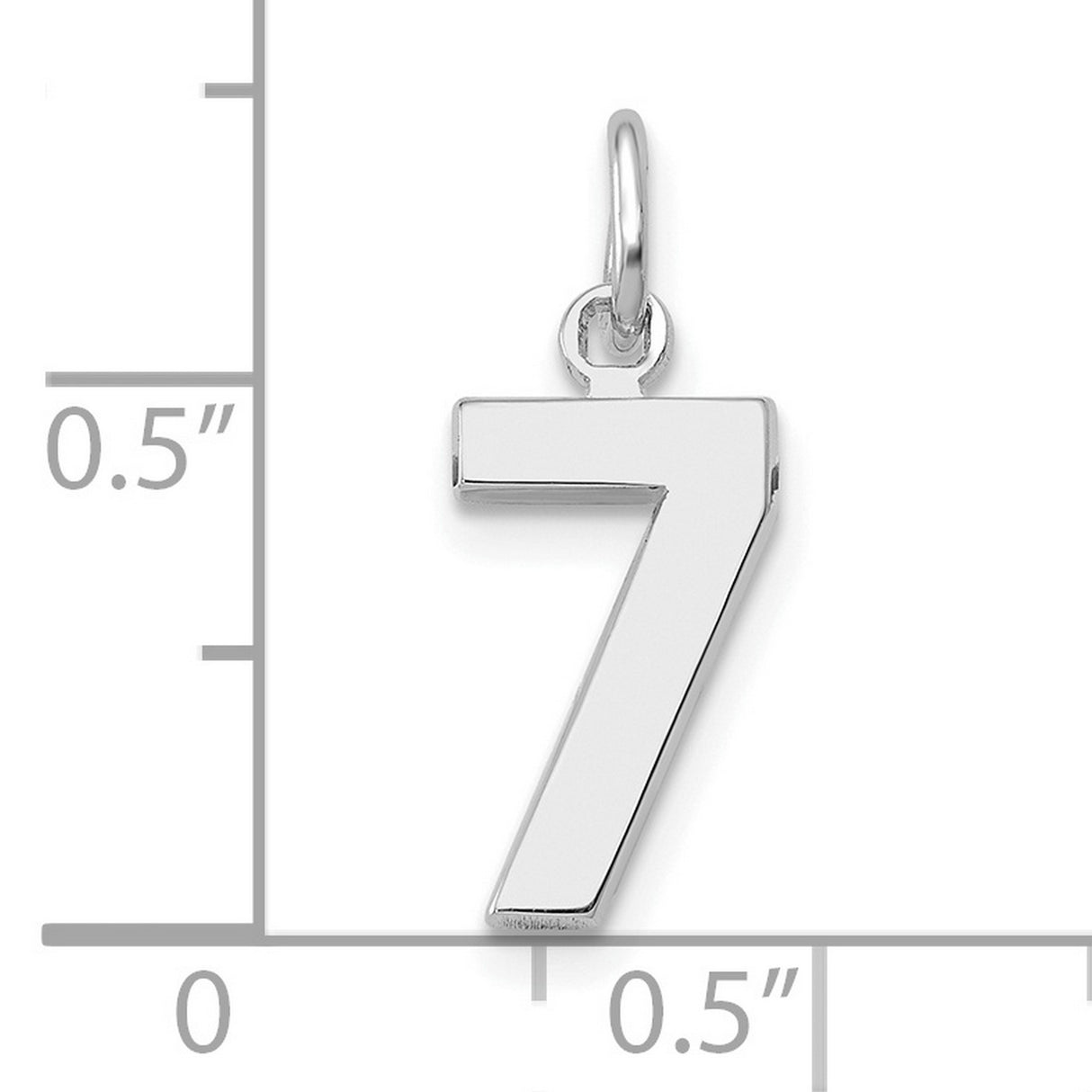 14k White Gold Number 7 Pendant Charm, Polished Plain Numeric Unisex Jewelry