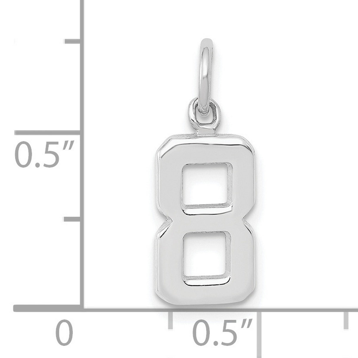 14k White Gold Number 8 Pendant Charm, Block Style Symbol of Infinity and Balance