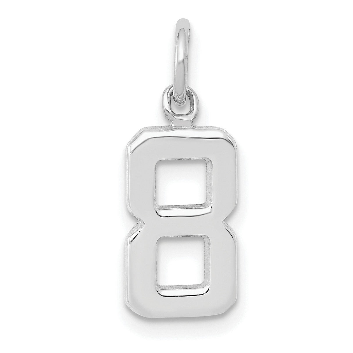 14k White Gold Number 8 Pendant Charm, Block Style Symbol of Infinity and Balance