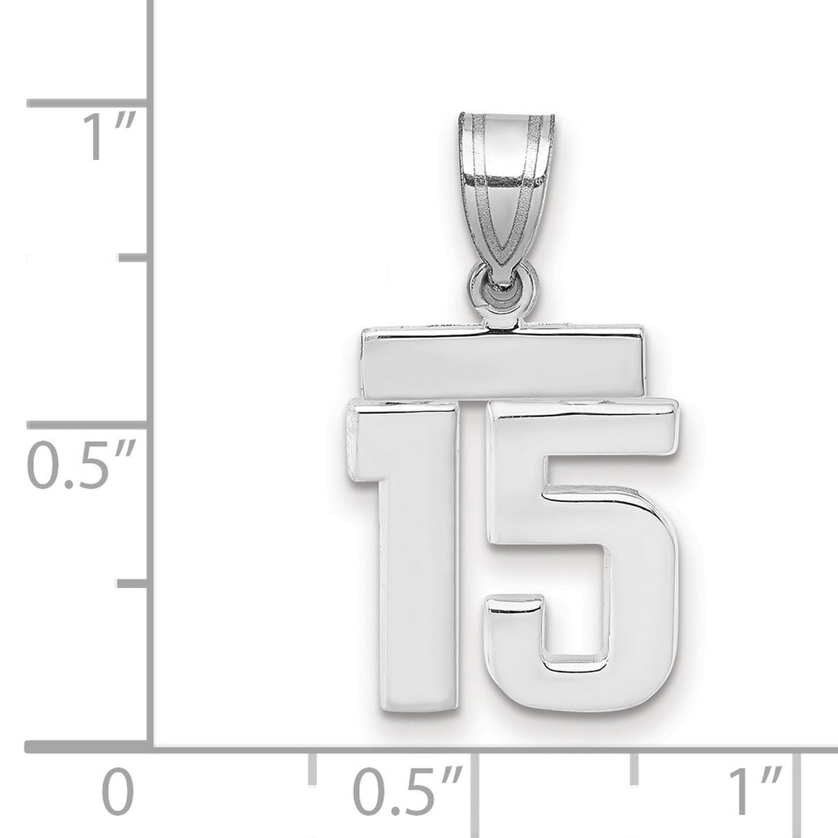 14k White Gold Number 15 Pendant, Quinceañera or Anniversary Charm for Women or Unisex Wear