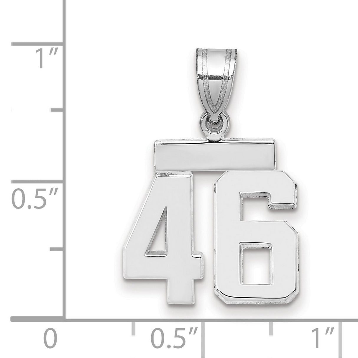 Small Polished Number 46 Charm Pendant in Real 14k White Gold