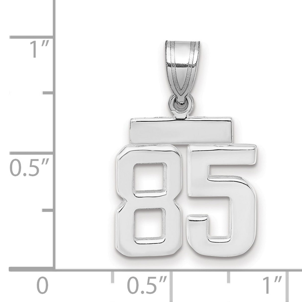 Small Polished Number 85 Charm Pendant in Real 14k White Gold