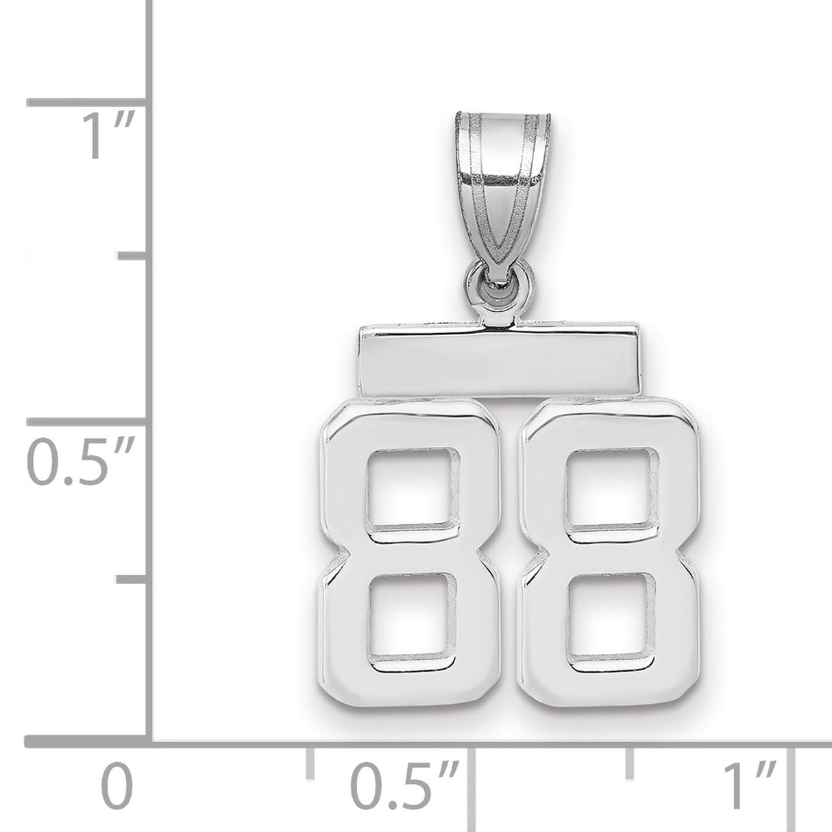 Small Polished Number 88 Charm Pendant in Real 14k White Gold