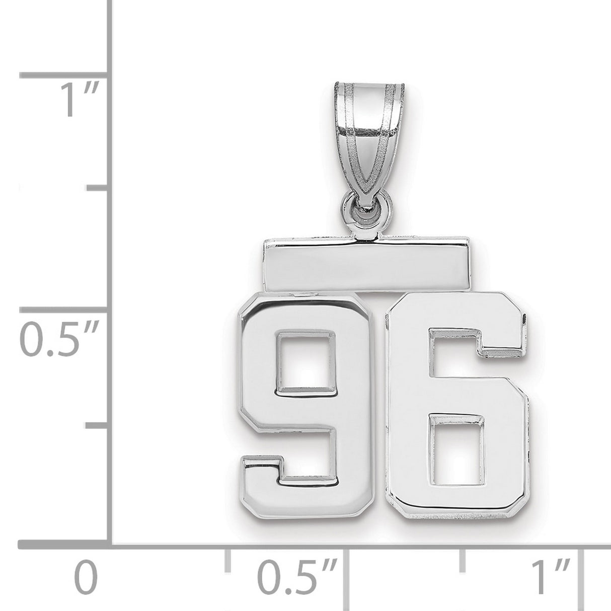 Small Polished Number 96 Charm Pendant in Real 14k White Gold