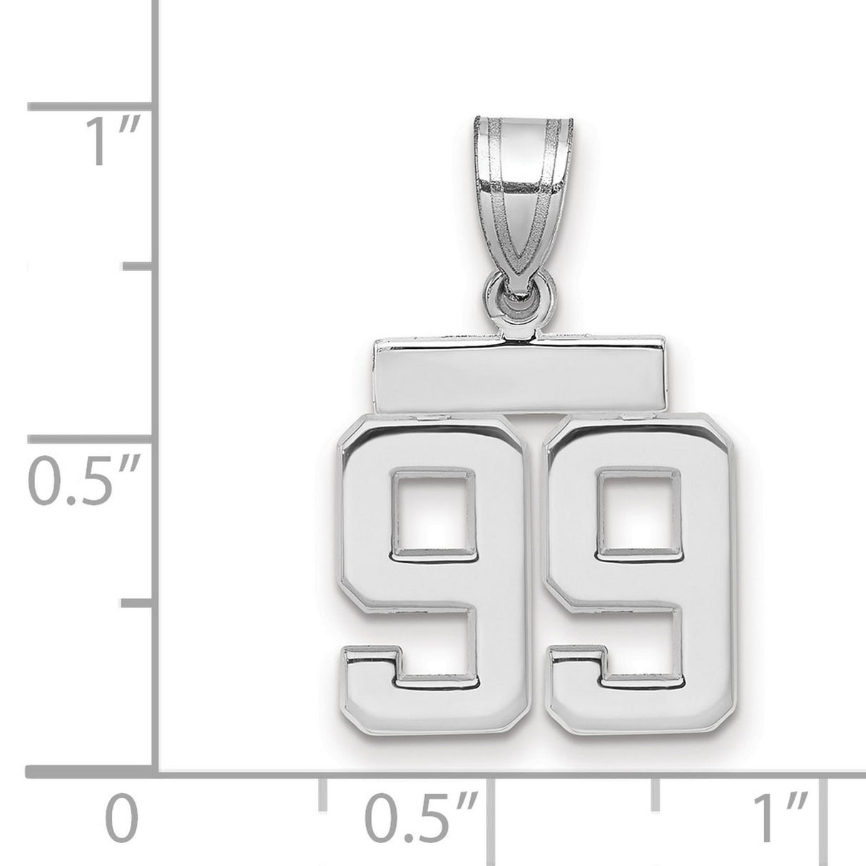 Small Polished Number 99 Charm Pendant in Real 14k White Gold
