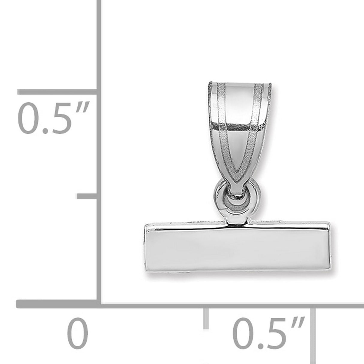14k White Gold Bar Pendant, Minimalist Horizontal Rectangle Charm, Engravable Modern Design