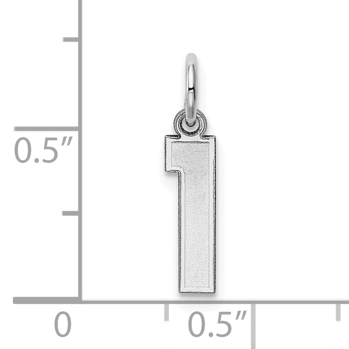 Small Satin Inlay Number 1 Charm Pendant in Real 14k White Gold