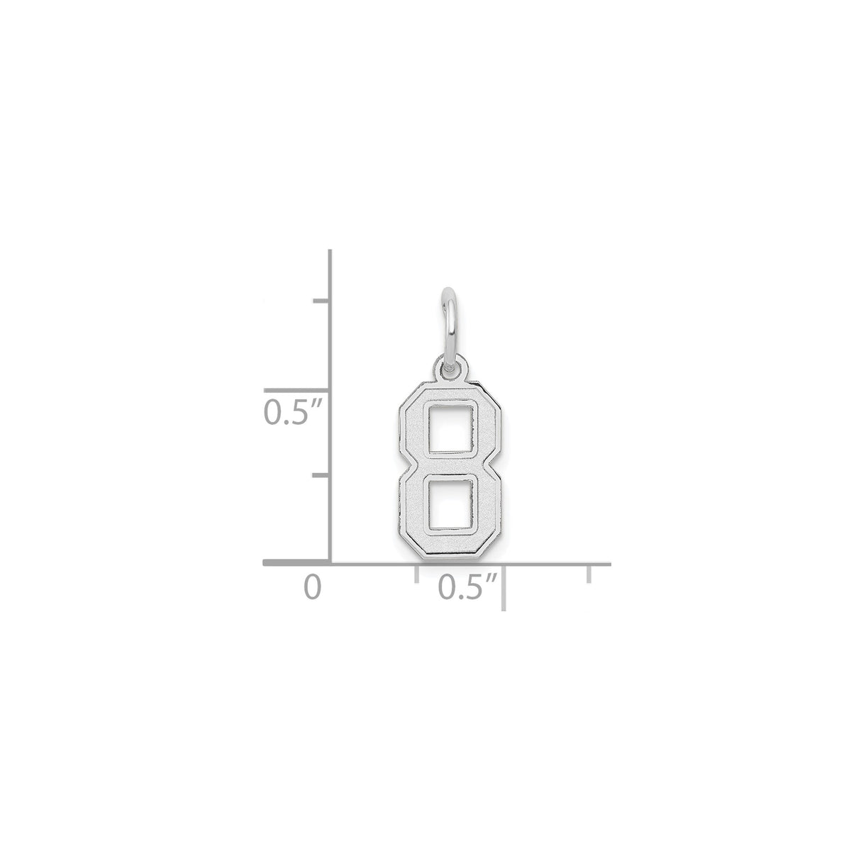 14k White Gold Number 8 Pendant, Bold Block Style Satin Finish Charm, Unisex Jewelry