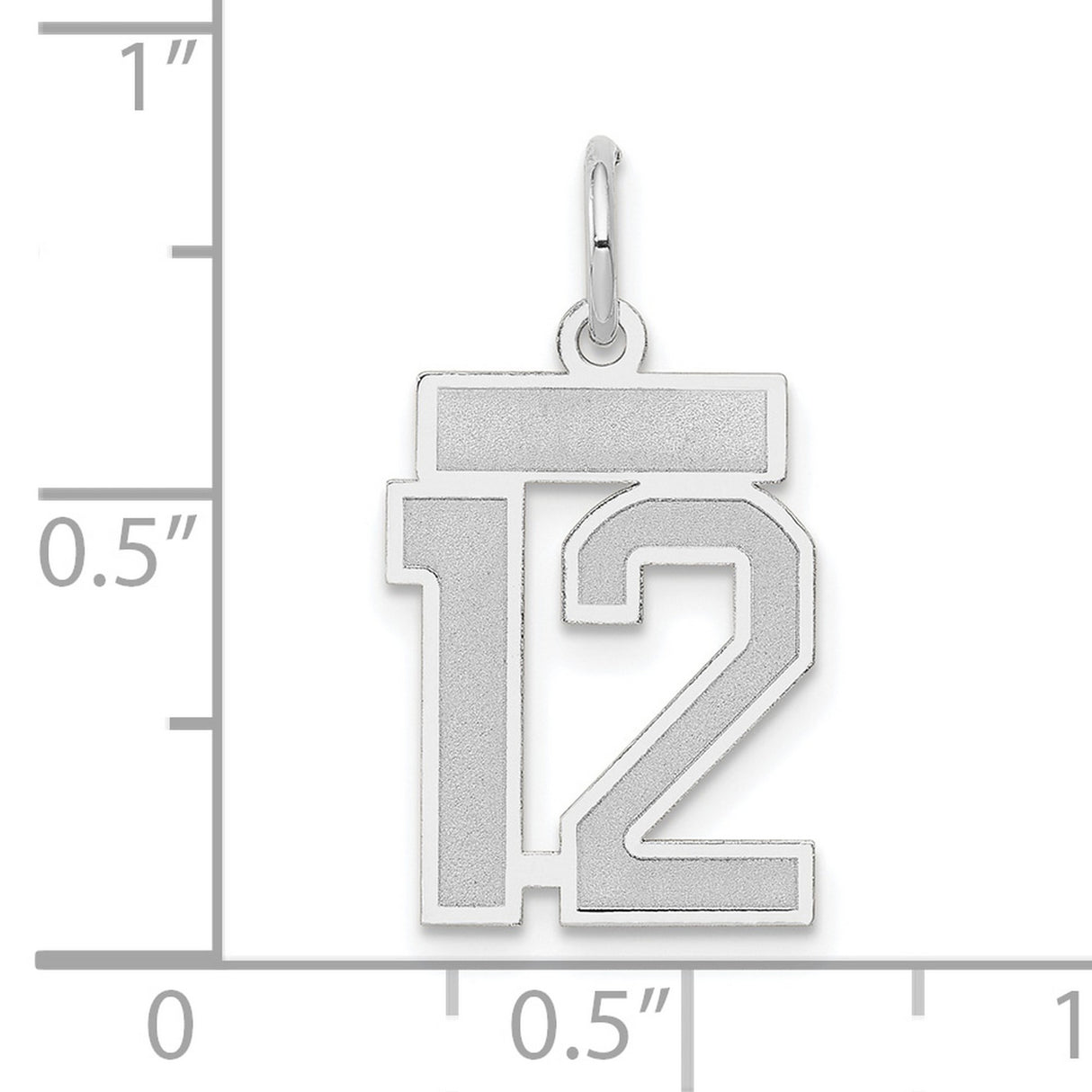 Small Satin Number 12 Charm Pendant in Real 14k White Gold