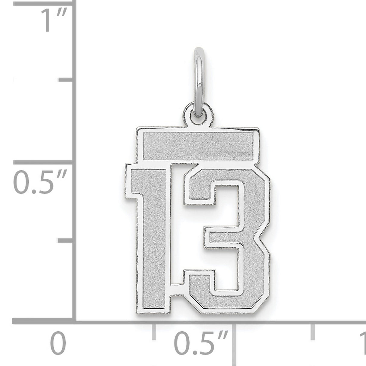 Small Satin Number 13 Charm Pendant in Real 14k White Gold