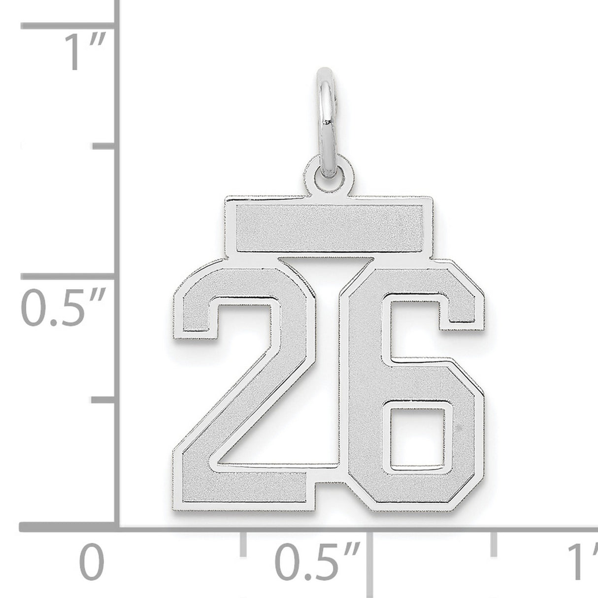 14k White Gold Number 26 Pendant, Bold Block Font Athletic Charm for Men and Women