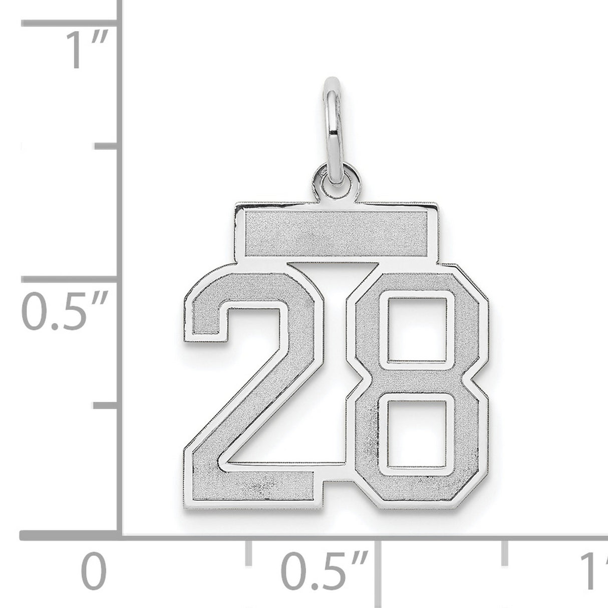14k White Gold Number 28 Pendant, Bold Jersey Style Athletic Charm for Men or Unisex Wear