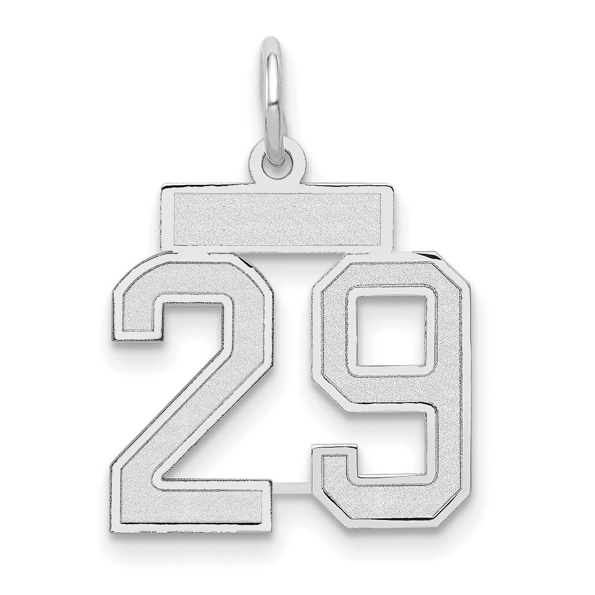 14k White Gold Number 29 Pendant Charm, Bold Jersey Font, Unisex Sports Style
