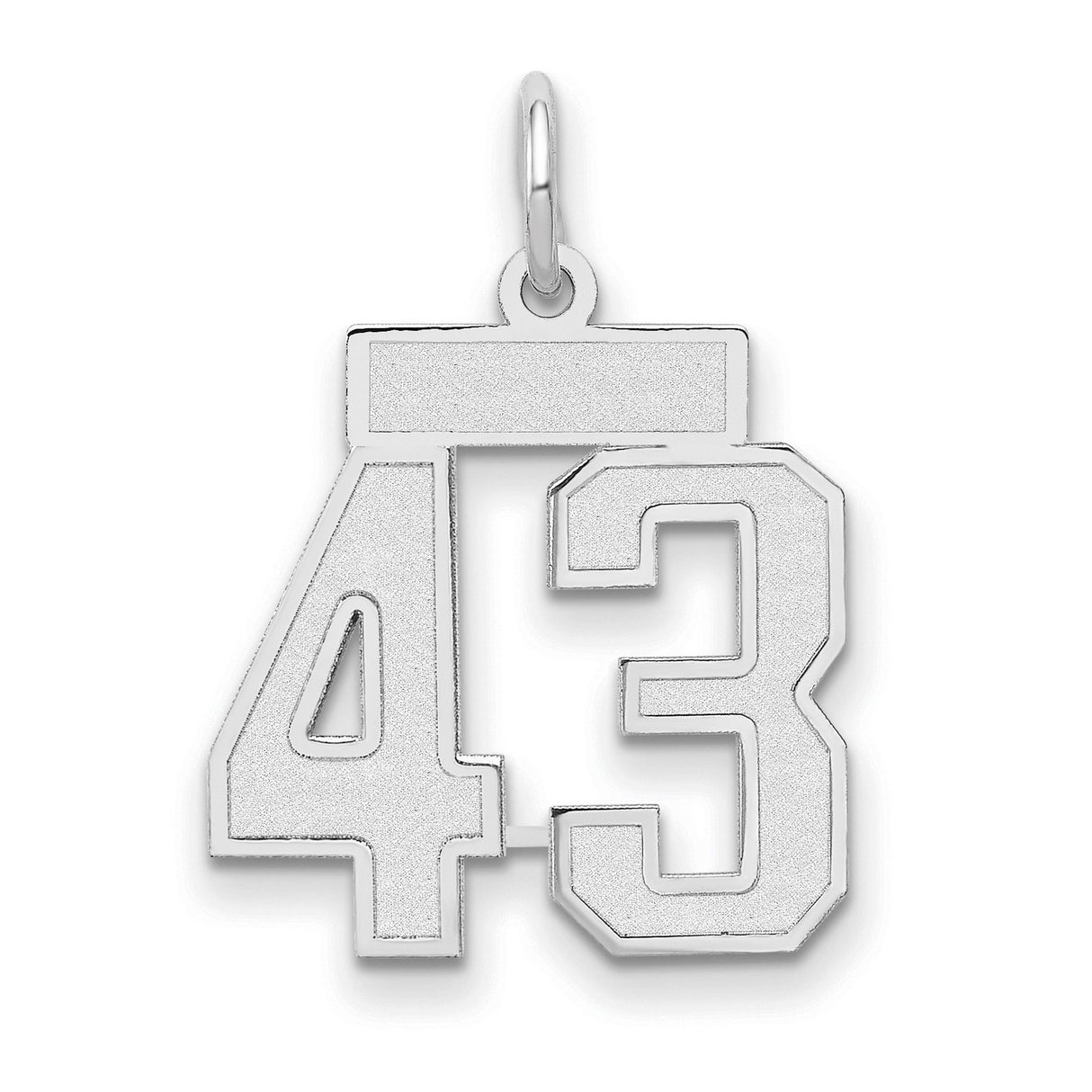 14k White Gold Number 43 Pendant, Bold Varsity Style Sports Charm for Men or Women