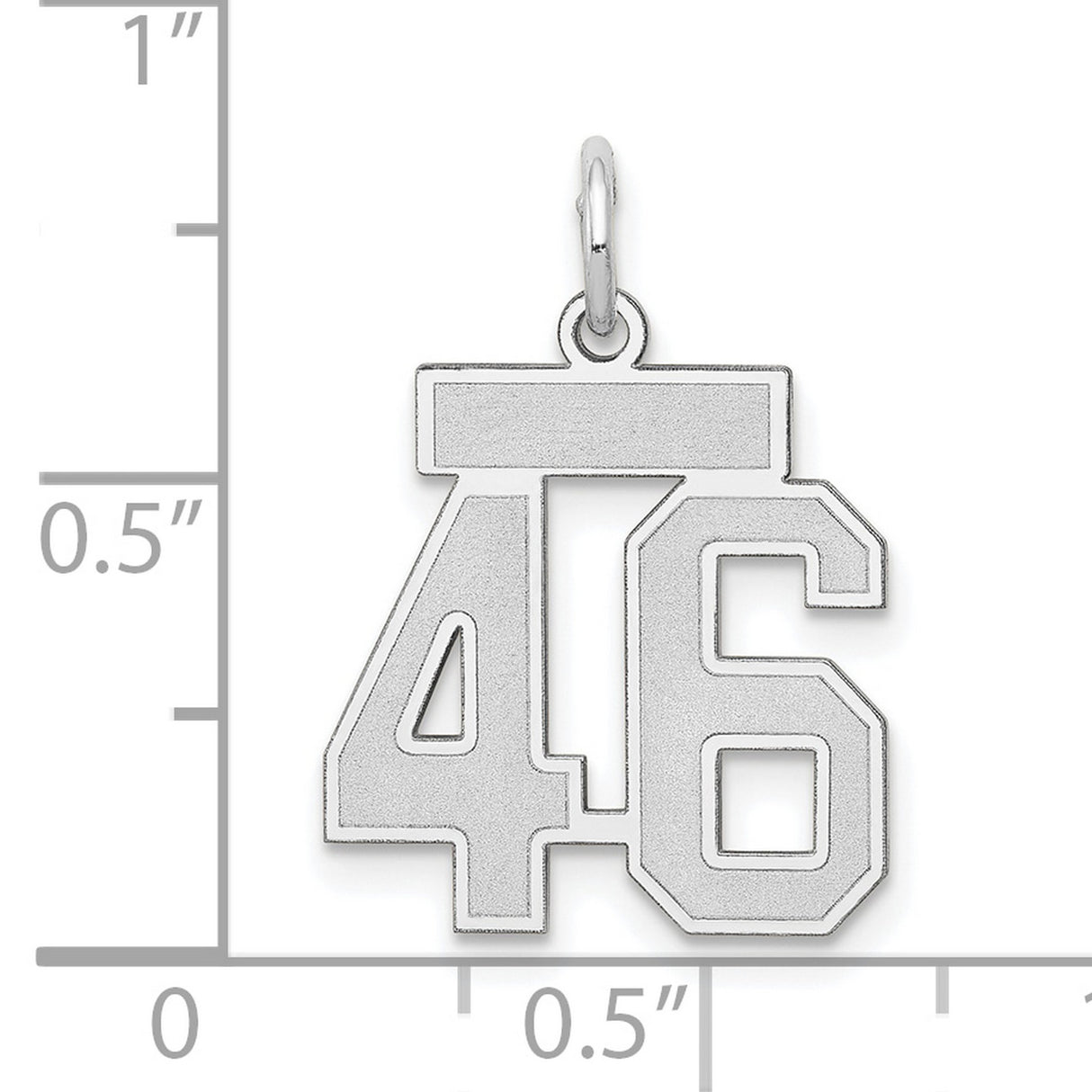 Small Satin Number 46 Charm Pendant in Real 14k White Gold